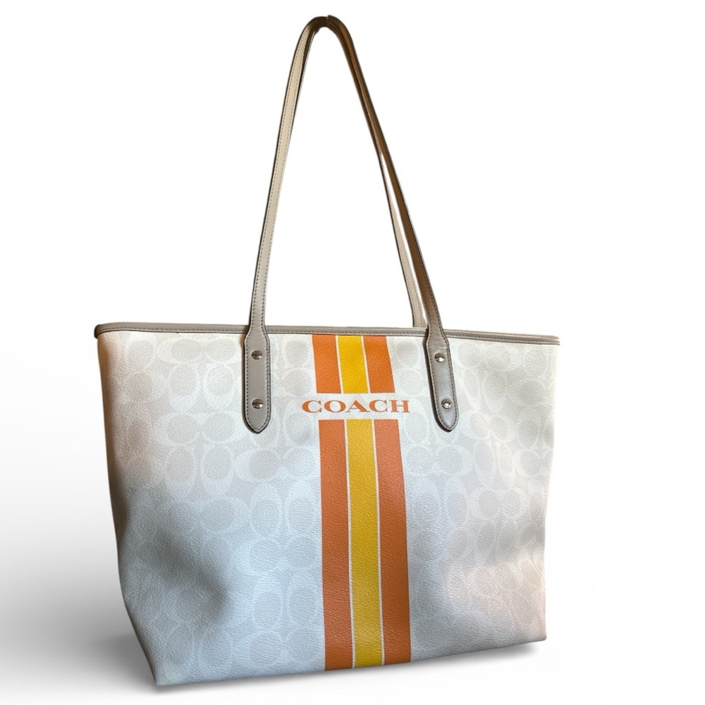 Coach Varsity Stripe City Zip Tote
